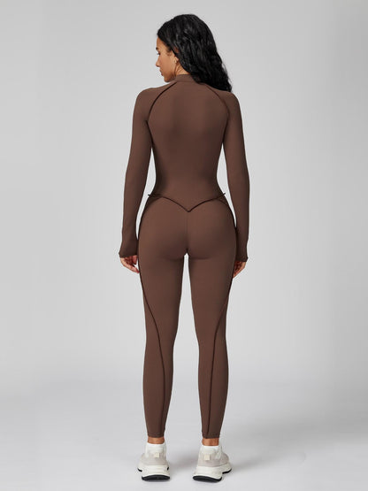Women's High-Intensity Yoga Workout, Colorblock Stand Collar Romper - image 13