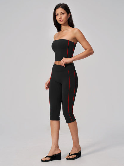 Cross-Border Crop Top Yoga Set for Women, Fuzzy Colorblock with Padded Bra - image 16
