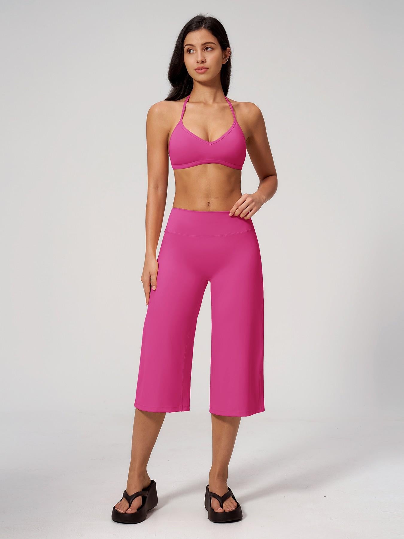 Women's Yoga Set, High-End Shock Absorption Sport Bra & Quick-Dry High-Waist Capri Pants - image 16