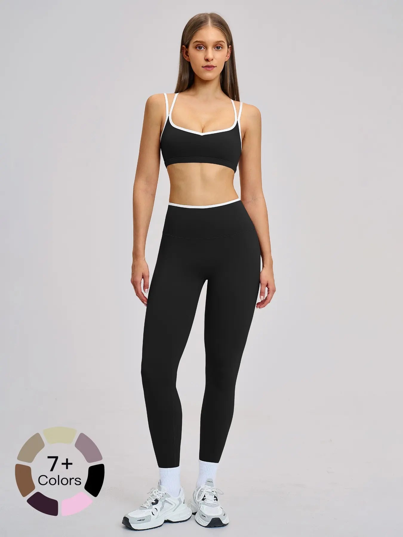 Women's Sporty Yoga Set, Solid Sports Sets