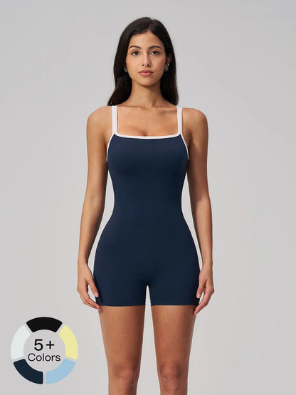 Cross-Border Tight-Fit Yoga Bodysuit, Square Neck Backless Fitness