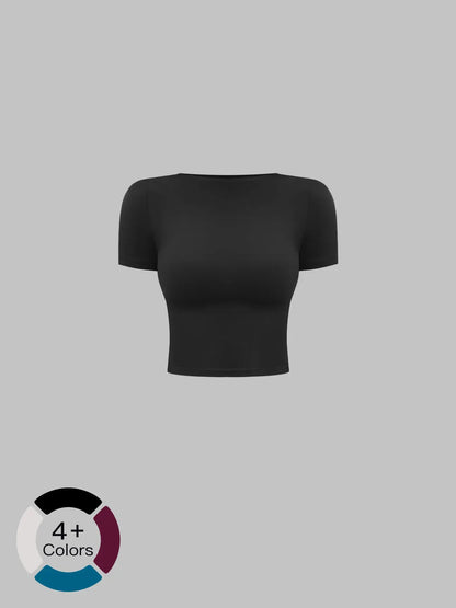 Creamy Soft Fleece Yoga for Women, Slim Fit Short Sleeve Top