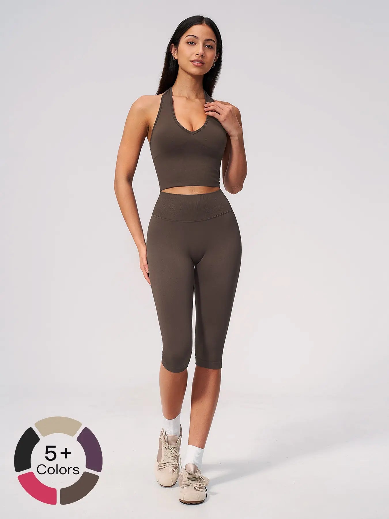 Yoga Set Seamless Ribbed Tight Shockproof High Elasticity Butt Lifter Tummy Control Running Training…