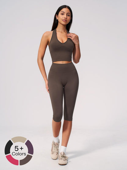 Yoga Set Seamless Ribbed Tight Shockproof High Elasticity Butt Lifter Tummy Control Running Training… - image 20