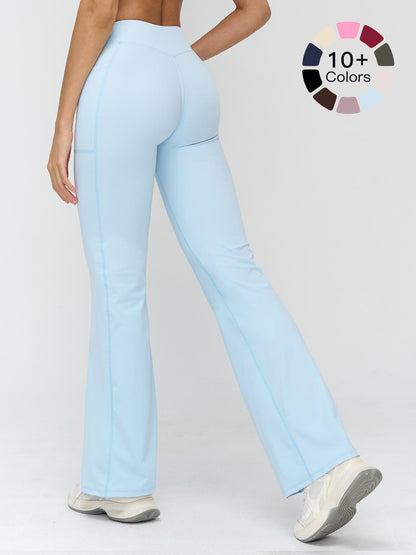 High Waist Naked Feeling Flare Pants Women, Cross Waist Wide Leg Micro Flared Outdoor Casual Sports Pants - image 19