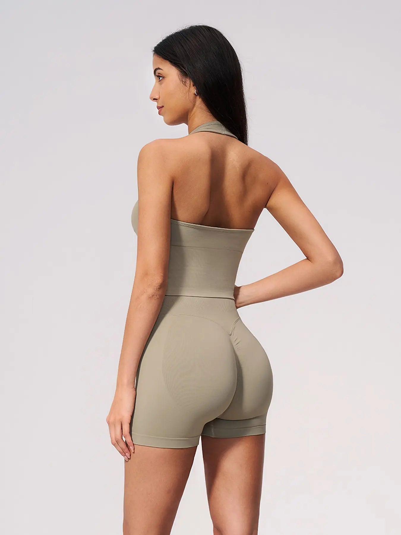 Women's Seamless Yoga Set, Knitted Halter V-Neck - image 8