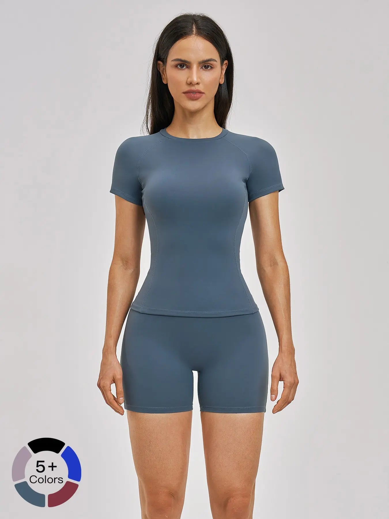 Spring Cross-Border Fleece Short Sleeve Sports Set, Women's Yoga Fitness - image 5
