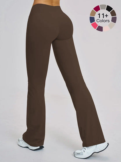 High Waist Yoga Pants, Fitted Wide Leg Bell Bottoms