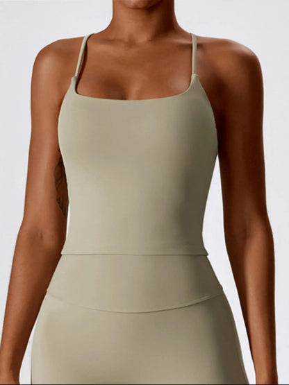 Women's Solid Criss Cross Backless Sports Vest, Casual Comfy Breathable Quick Drying Cami Top for…