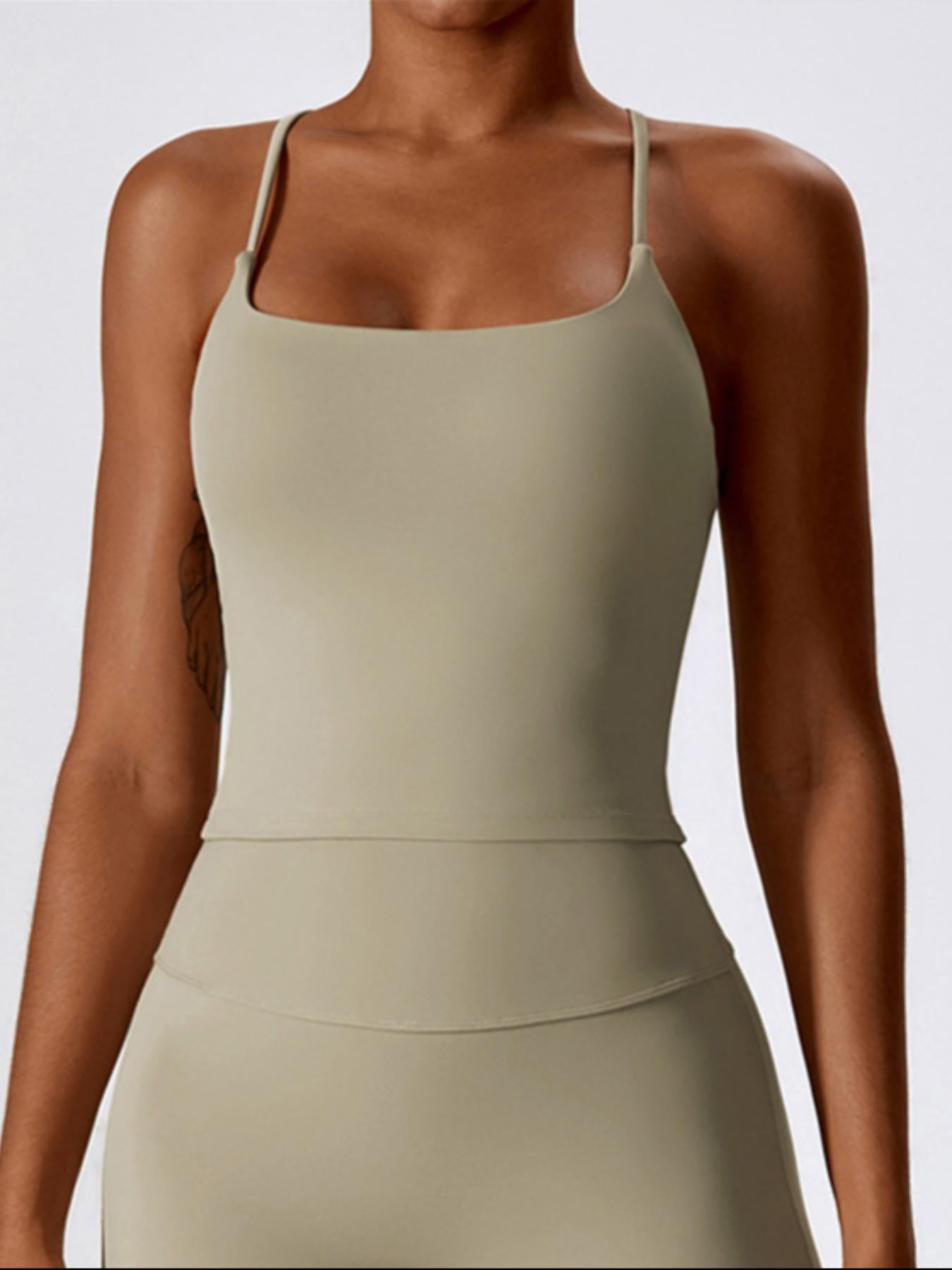 Women's Solid Criss Cross Backless Sports Vest, Casual Comfy Breathable Quick Drying Cami Top for… - image 14