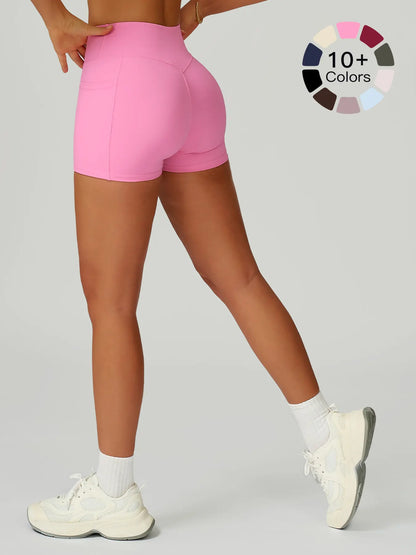 High Waist Yoga Shorts, Cross-Waist Tight-Fitting Yoga Pants