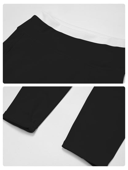 Women's 2-Piece Colorblock Yoga Set, High-Waisted Ribbed Casual Fitness Sportswear - image 18