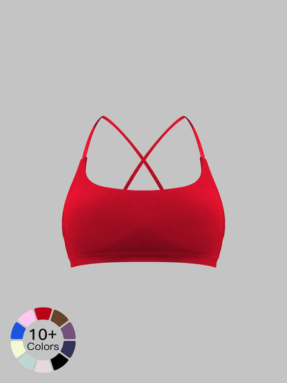 Seamless Cross Back Sports Bra, Adjustable Running Yoga Bra - image 18