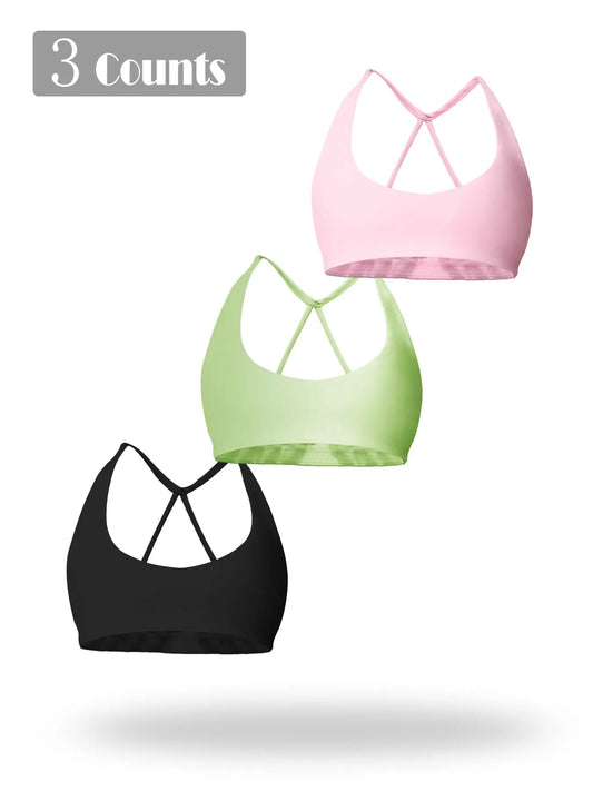 Women's Solid Wireless Sports Bra, Breathable Comfortable Sports Bra - image 5
