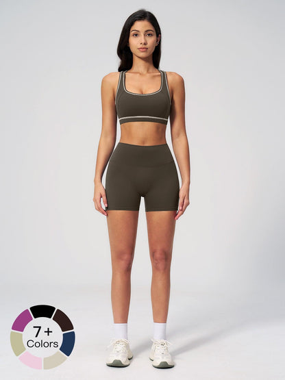 Two-Piece Colorblock Fleece Yoga Set, Sporty Patchwork Design - image 19