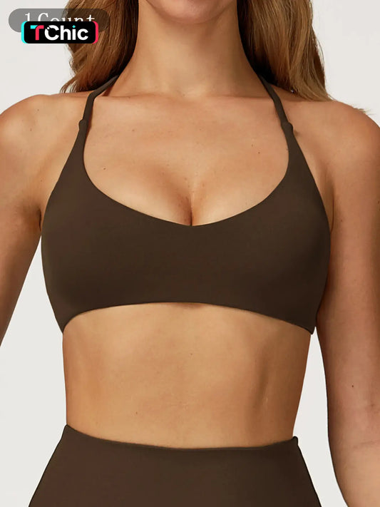 Fast-Drying Yoga Sports Bra with Cross Back Design, High-Intensity Workout Wear for Running and Fitness
