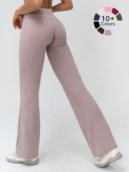 High Waist Naked Feeling Flare Pants Women, Cross Waist Wide Leg Micro Flared Outdoor Casual Sports Pants - image 18