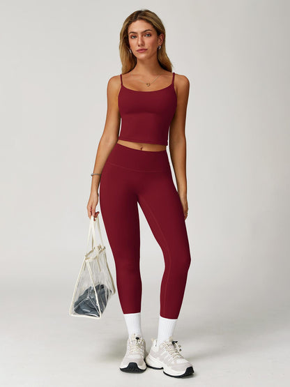 Women's Solid Crop Cami Top & High Waist Leggings Tracksuit Set, Breathable Comfortable Sports Set… - image 13