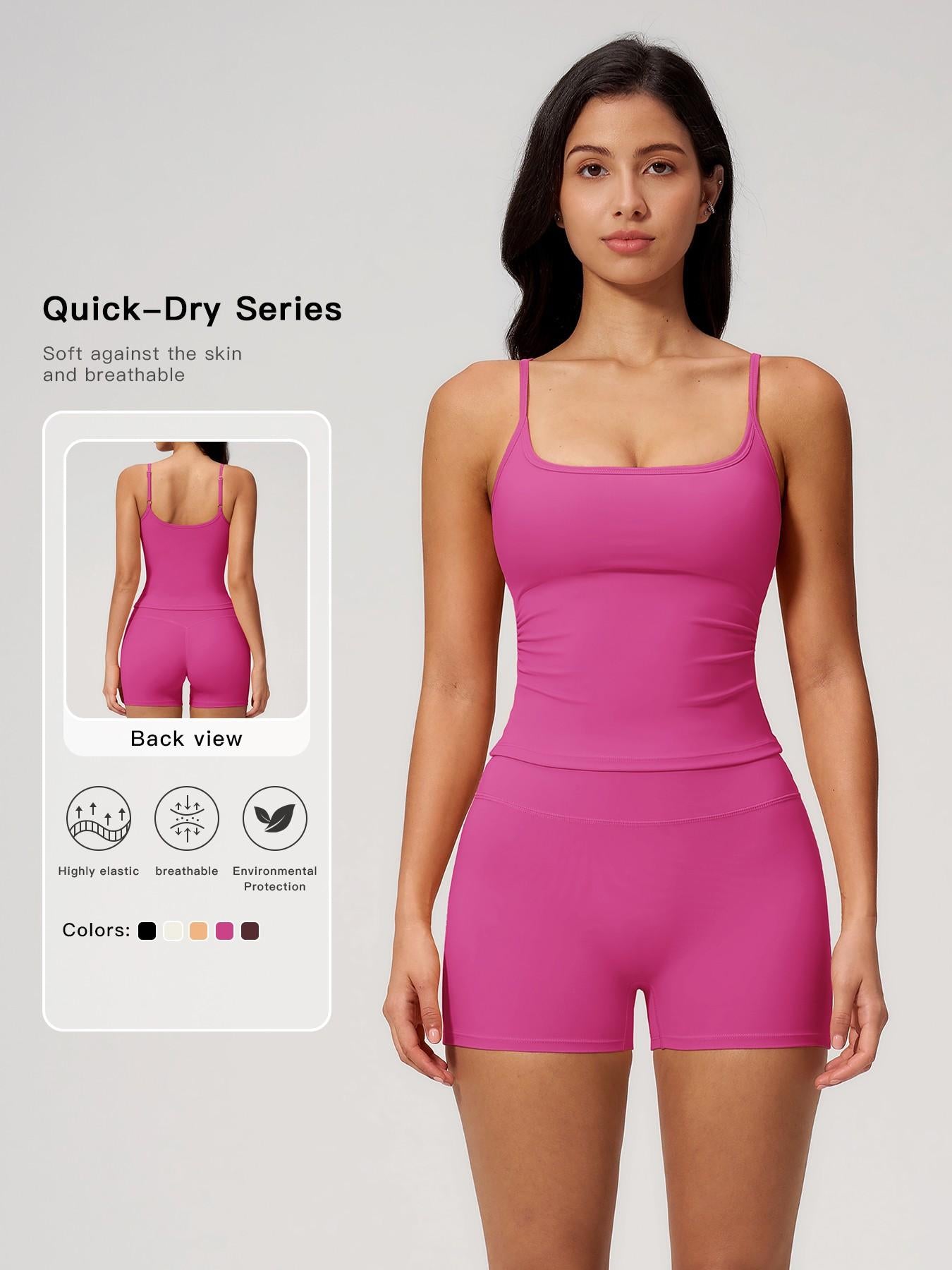 Women's Yoga Tank Top Set, Fitted Shorts for Outdoor Activities - image 11