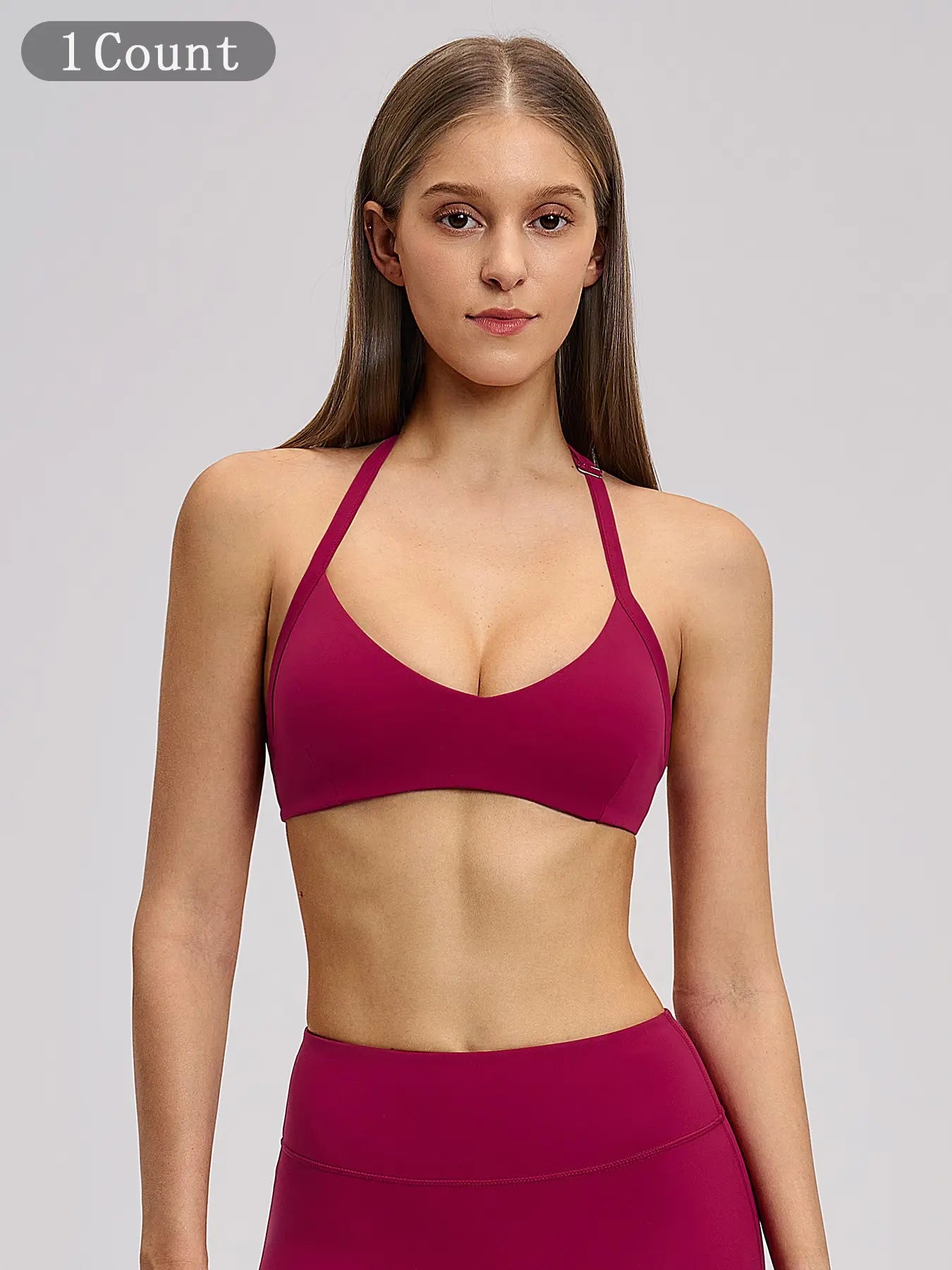 Cross-Border Plush Halter Sports Bra, Hollow Back Yoga Innerwear