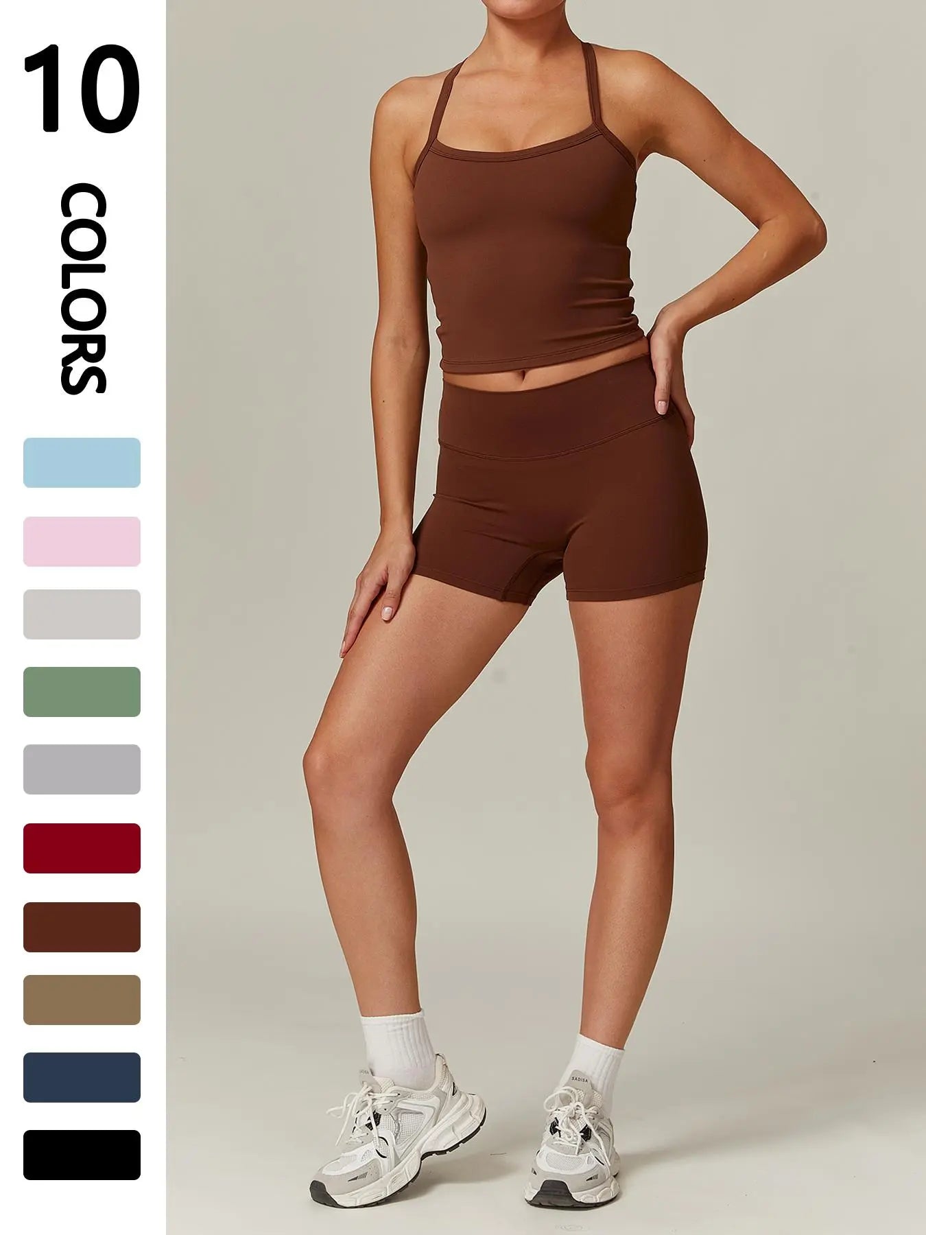 Women's Backless Cami Top & High Waist Shorts Tracksuit Set