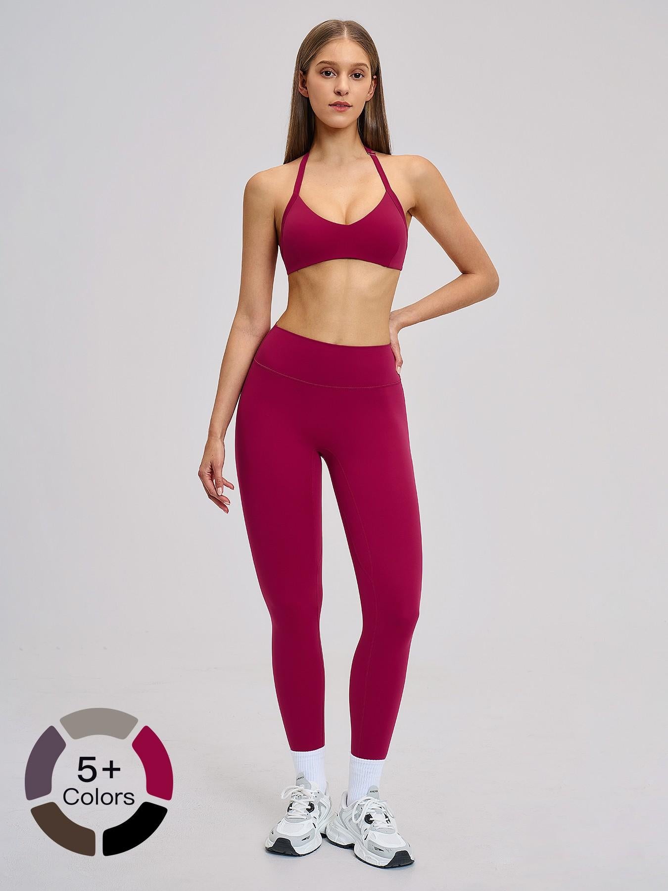 Cross-Border Fleece Yoga Set, Hollow Back Halter Top - image 21