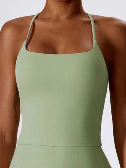 Women's Solid Criss Cross Backless Sports Vest, Casual Comfy Breathable Quick Drying Cami Top for… - image 15