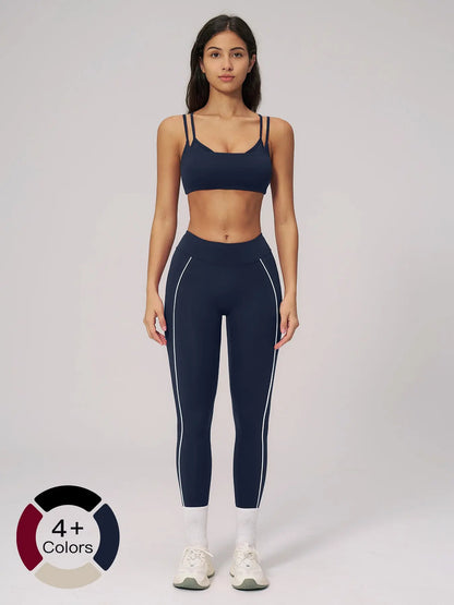Women's Bare-Look Yoga Set, Contrast Stitching
