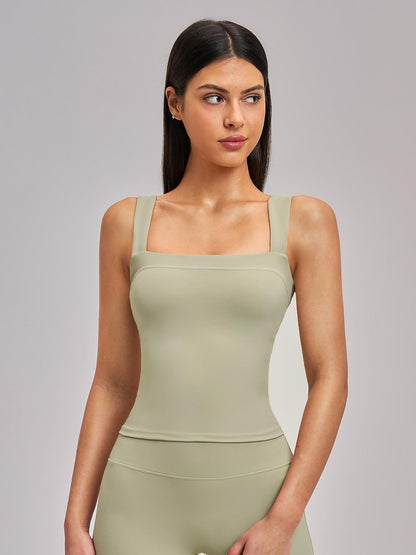 High Elasticity Square Neck Yoga Tank Top with Chest Padding, Outdoor Fitness Sports Bra for Women - image 11