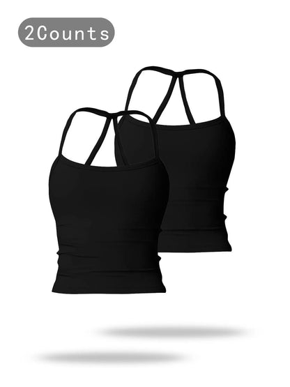 Women's Solid Backless Sports Cami Top, Quick Drying Breathable Sports Cami Top