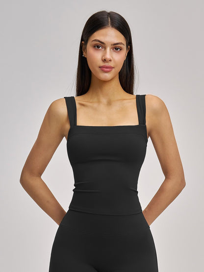 High Elasticity Square Neck Yoga Tank Top with Chest Padding, Outdoor Fitness Sports Bra for Women - image 14