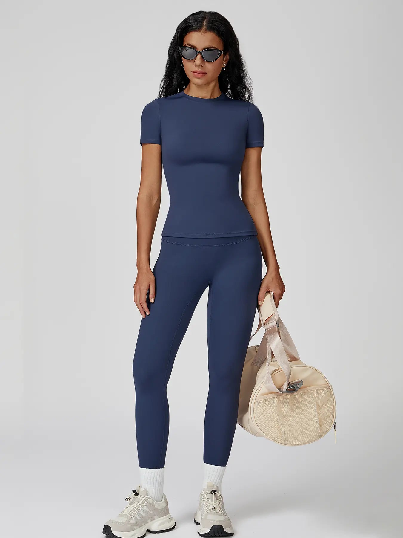 Women's High-Strength Yoga Set, Sporty High Stretch Round Neck Slim-Fit Workout - image 7