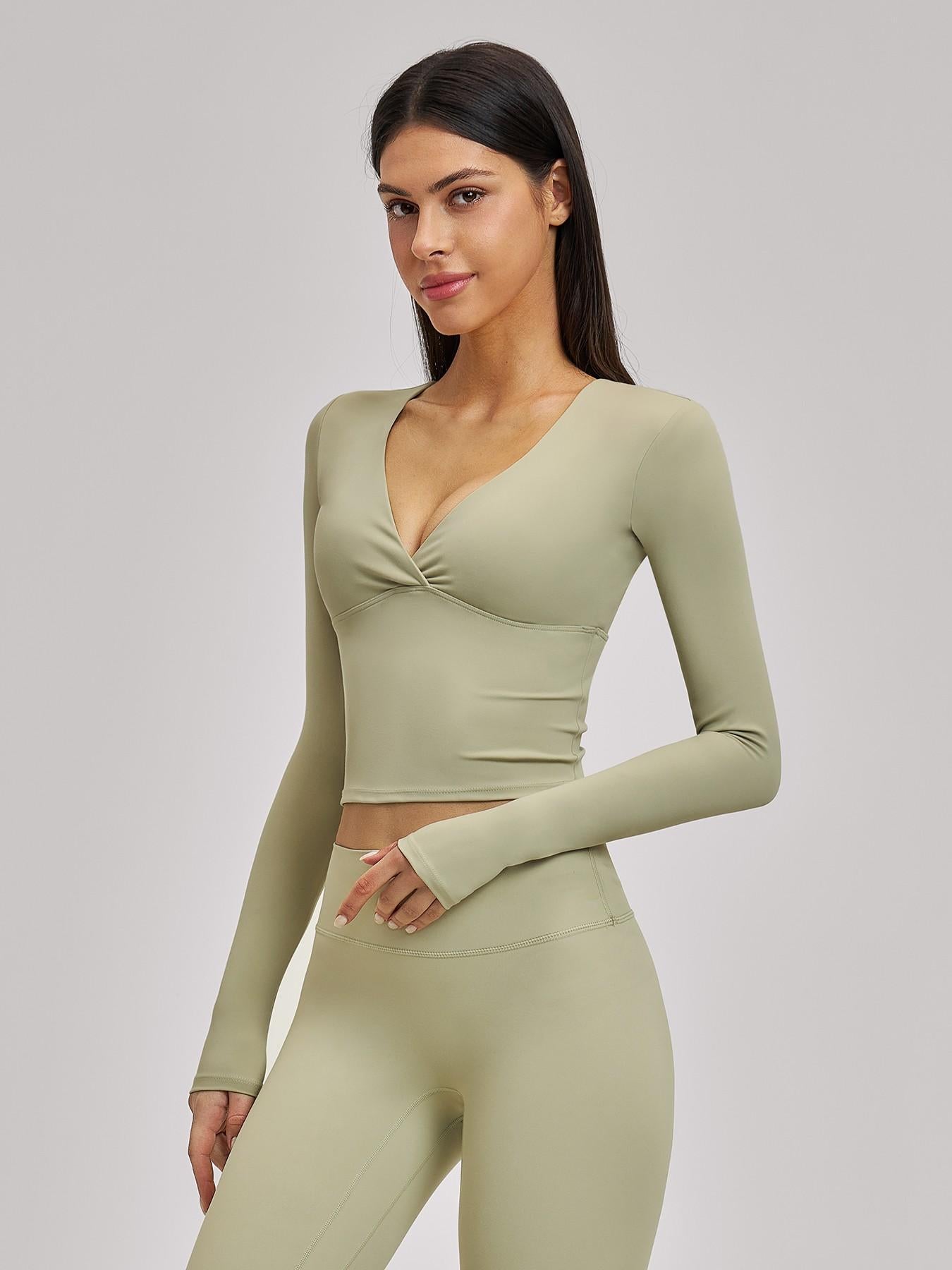 Women's Long Sleeve Yoga Top, European & American Style Spring Summer Pilates Workout Shirt - image 13