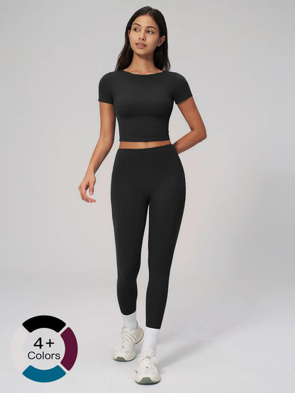 Creamy Soft Quick-Dry T-Shirt Set, High-Waisted Fitness - image 21