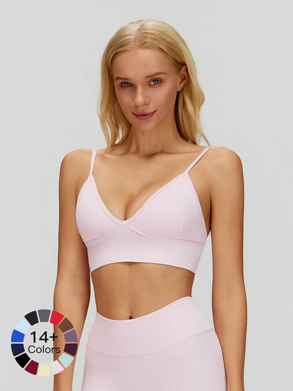 Seamless Yoga Bra with Shoulder Straps, Quick-Dry Sports Top