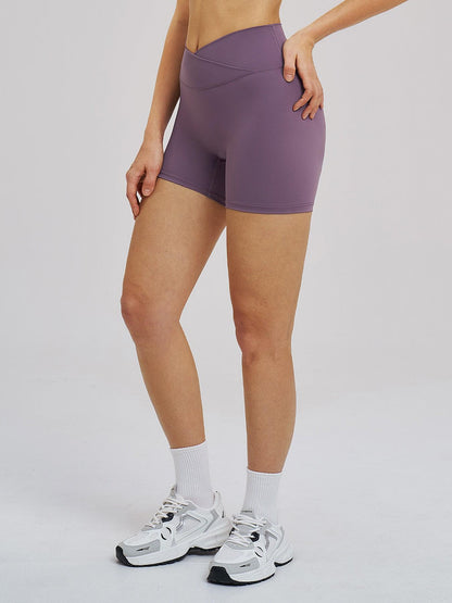 Cross Waist Yoga Shorts, Tight Fit Fleece Fitness Short Pants - image 13