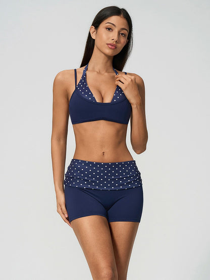 Polka Dot Yoga Set, Halter Neck Strappy Fake Two-Piece Sports Quick-Dry Running Fitness Set - image 15