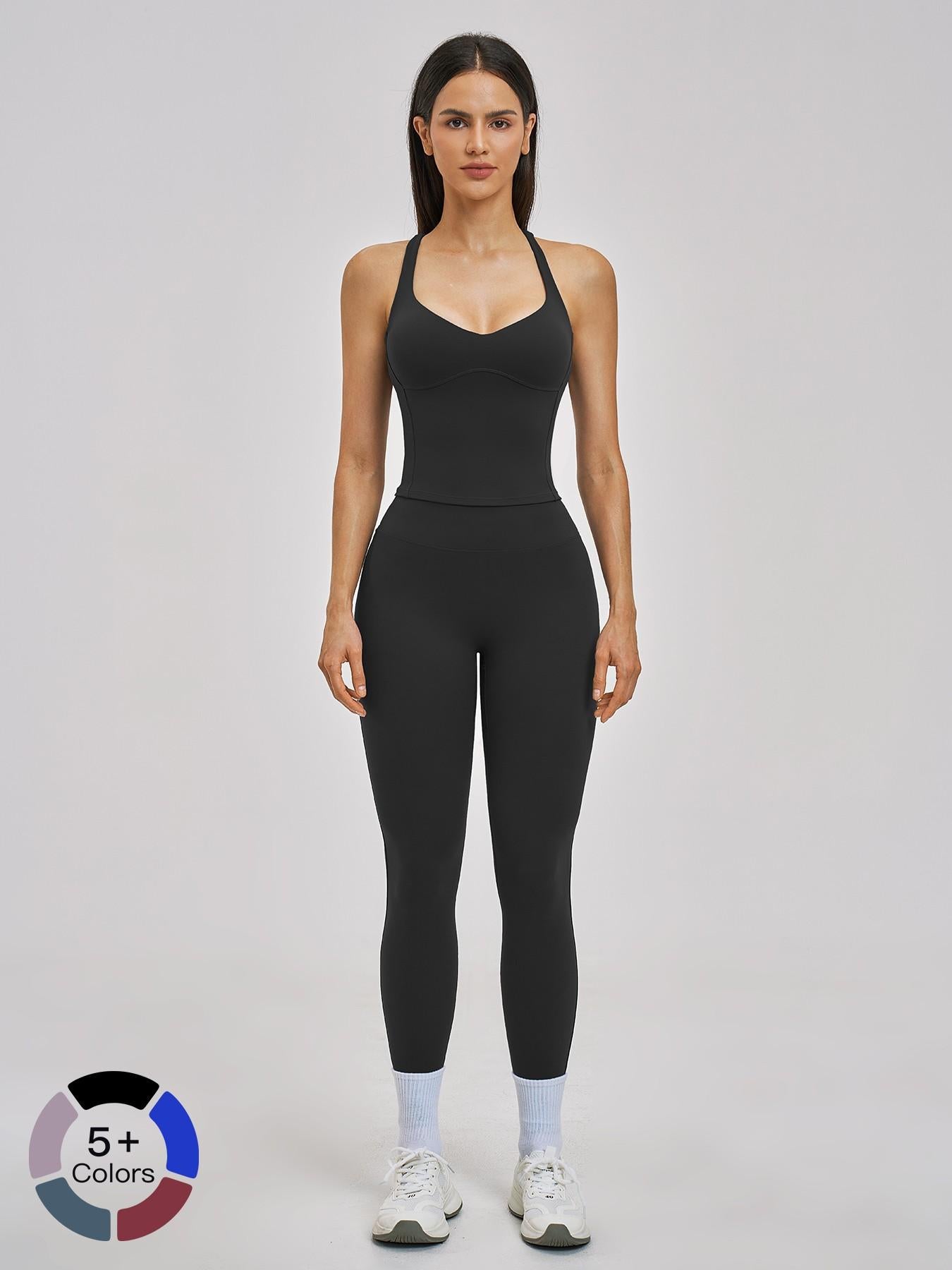 Spring Summer Fleece Sports Set, Cross Back High-End Fitness - image 20