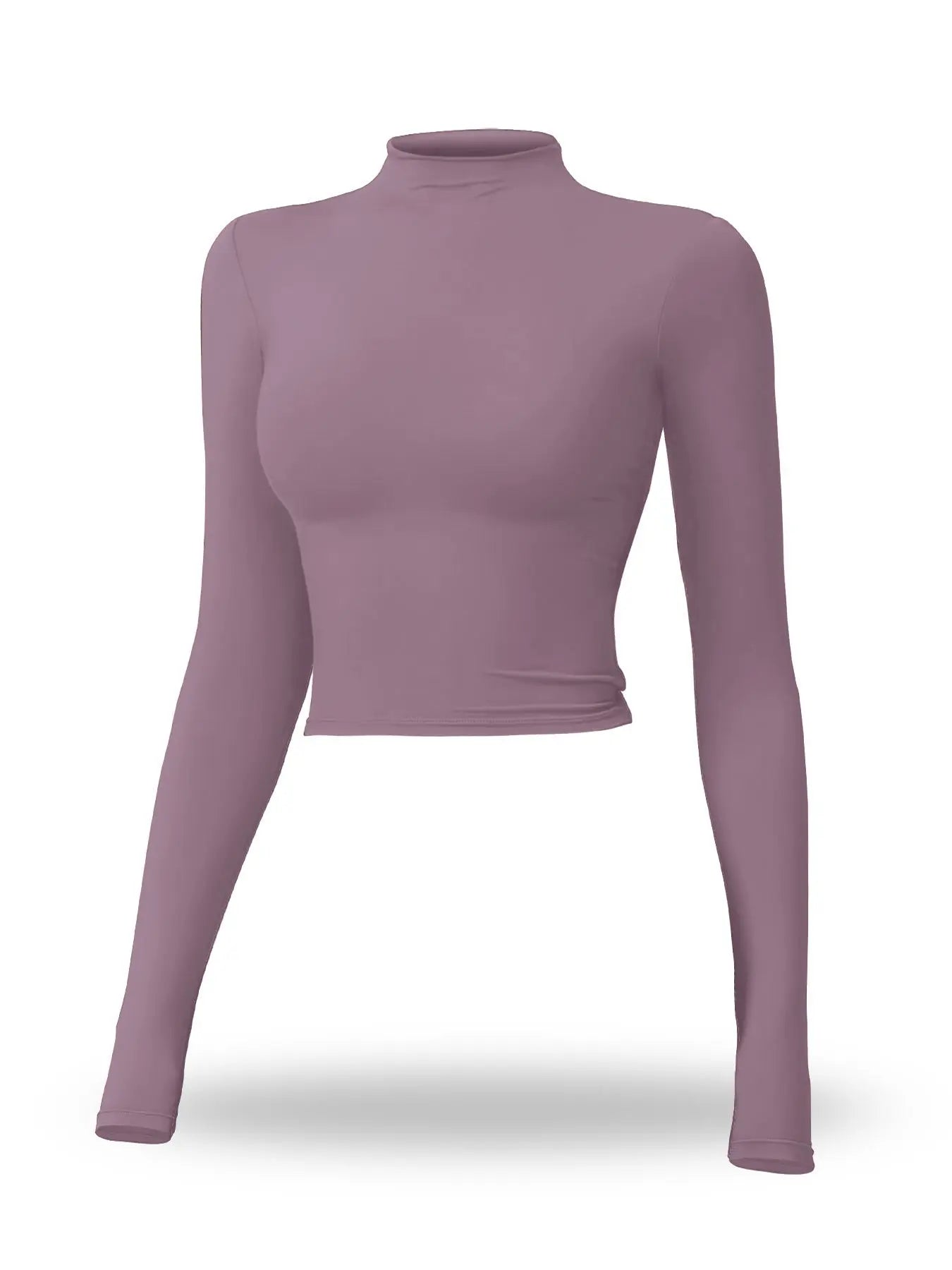 Women's Solid Mock Neck Sports Tee, Quick-Dry Breathable Long Sleeve T-Shirt for Yoga