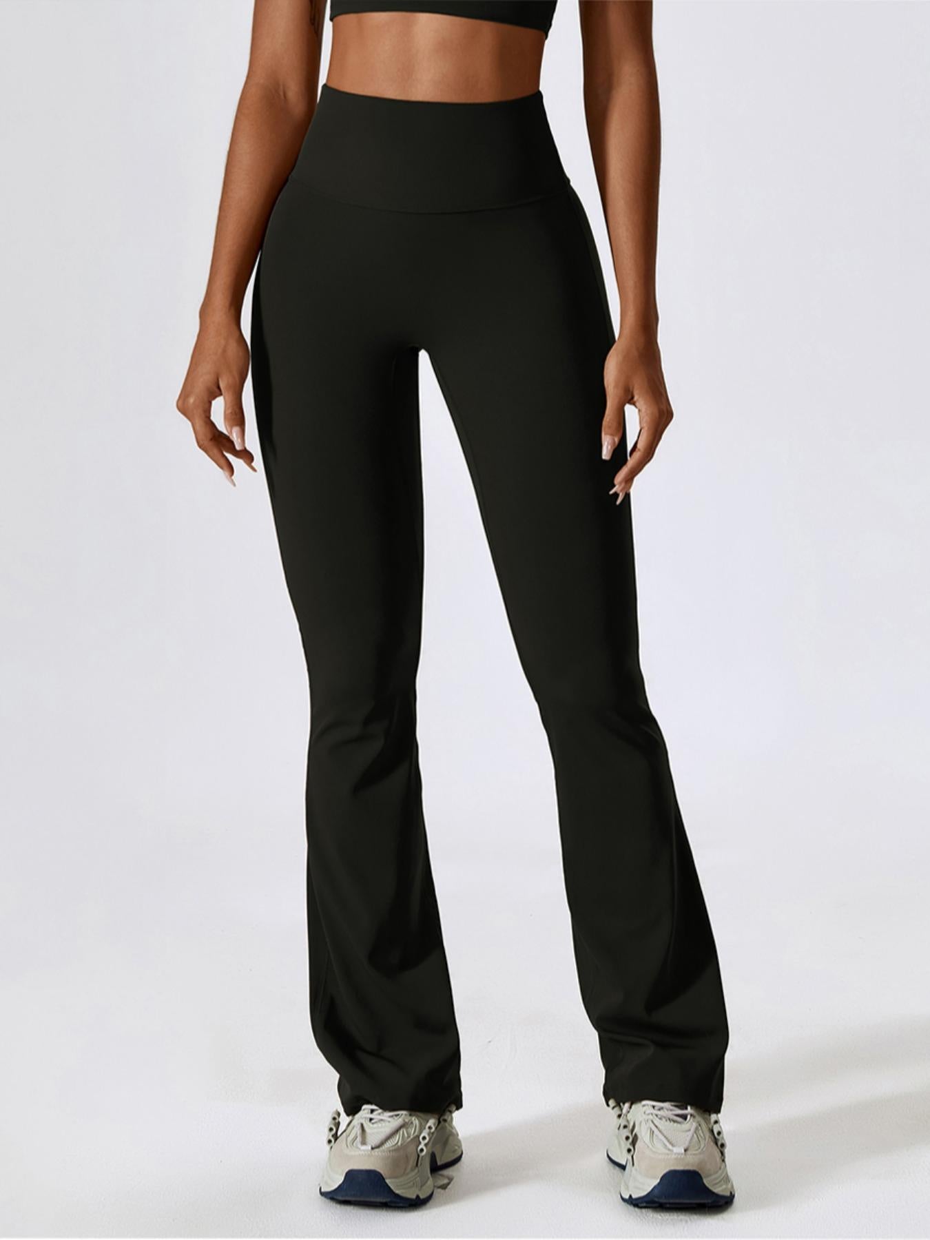 Women's Solid High-Waisted Flared-Leg Tummy Control Sports Leggings, Yoga Athletic Bottoms - image 24