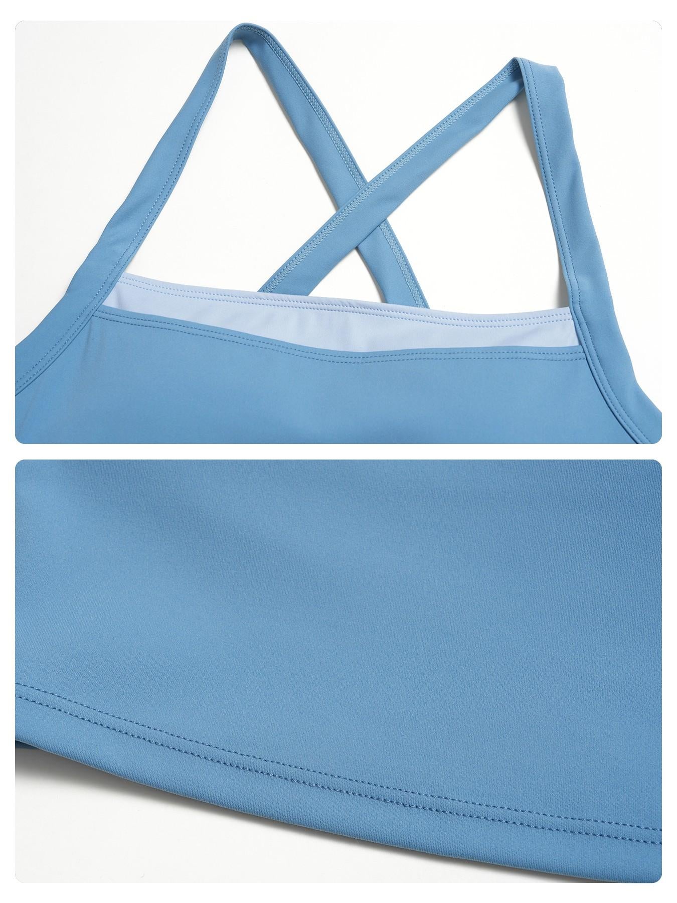 Cross Color Yoga Tank Top, Fake Two-Piece Design - image 17