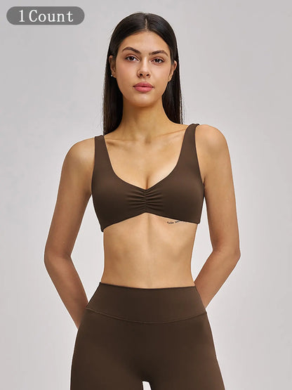 Sexy Backless Yoga Bra, Gathered Sports Running Fitness Underwear
