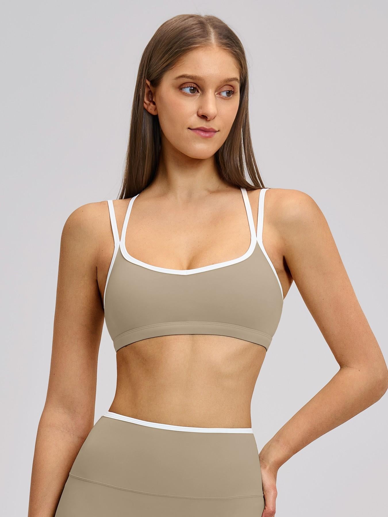 Colorblock Skin-Touch Stretch Sports Bra, Workout Bra - image 11