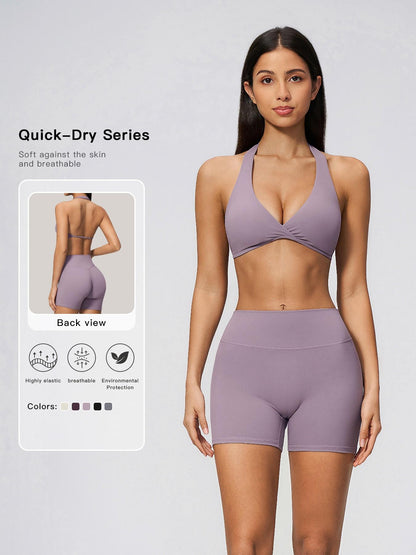 Summer New Athletic Yoga Set Deep V Lift Butt Slimming Running Sports Three-Quarter Pants, Women's Yoga - image 11