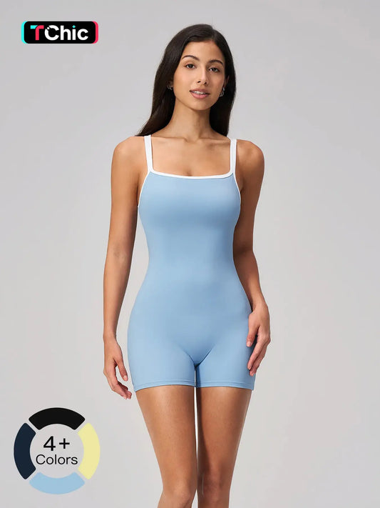 Cross-Border Tight-Fit Yoga Bodysuit, Square Neck Backless Fitness