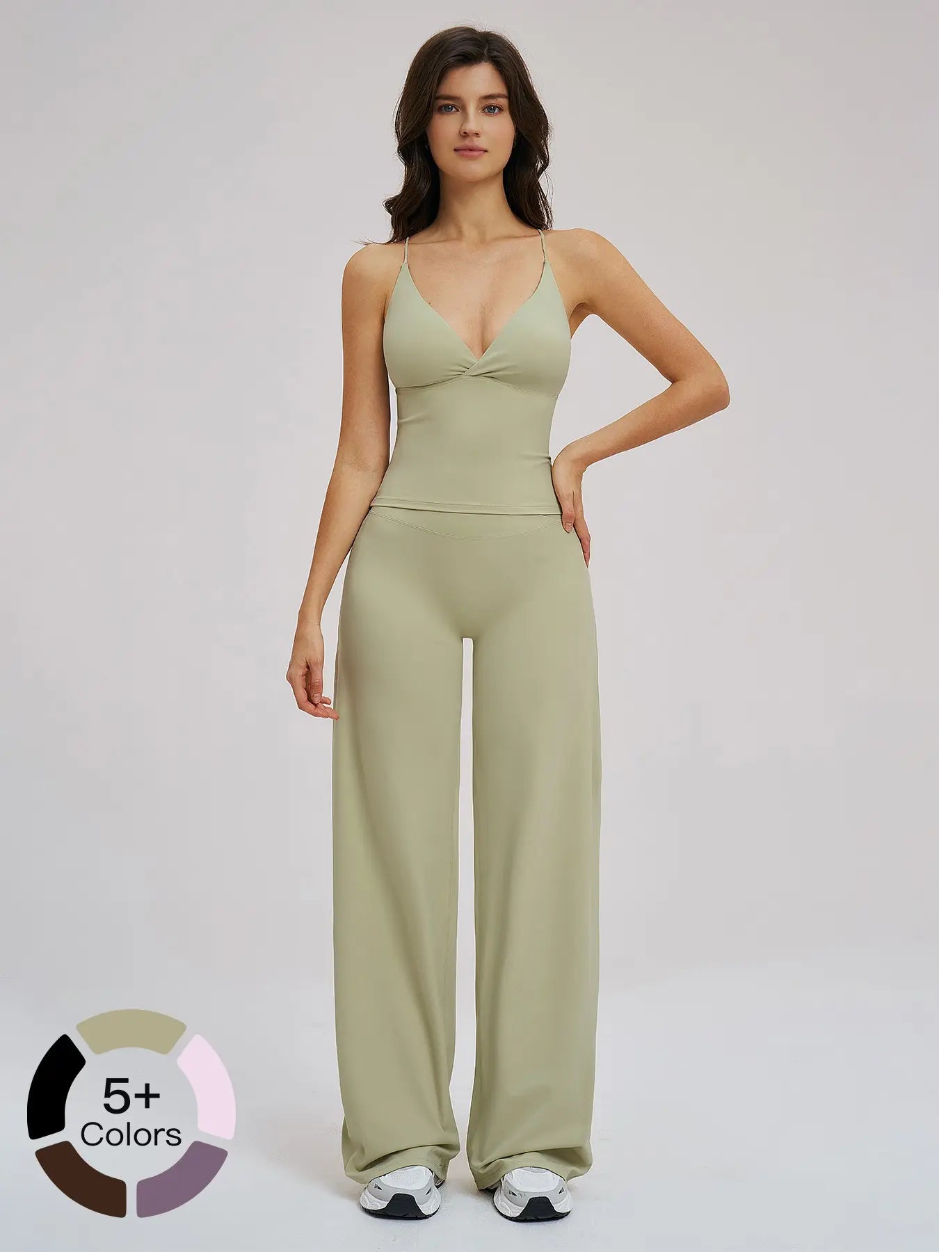 Brushed Sportswear Set, Casual Wide-Leg Backless Two-Piece Outfit - image 3
