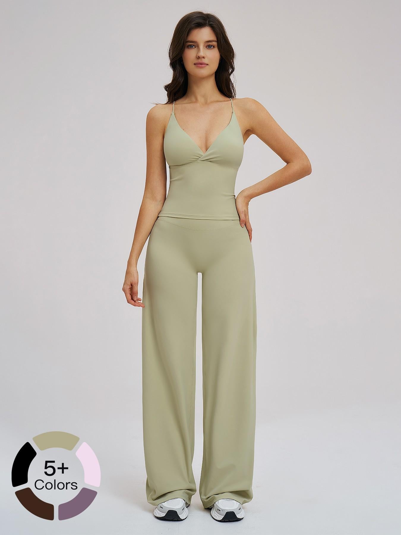 Brushed Sportswear Set, Casual Wide-Leg Backless Two-Piece Outfit - image 21