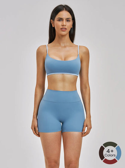Women's Fashionable Bare-Look Sports Set, Sexy Back Thin Straps