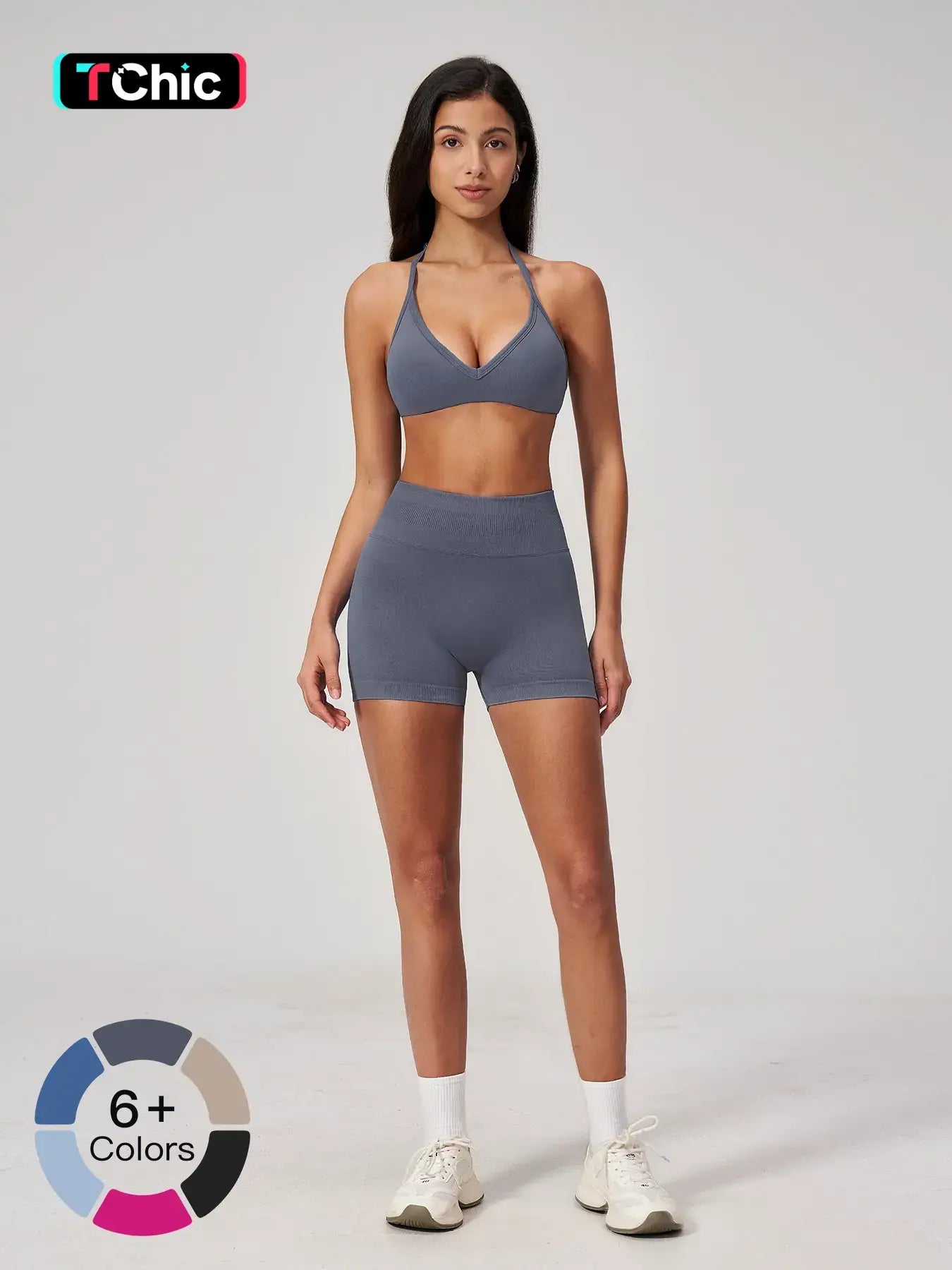 Seamless Yoga Set for Women, Halter Neck Backless Design
