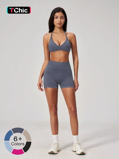Seamless Yoga Set for Women, Halter Neck Backless Design